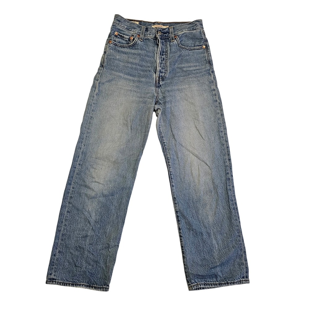 Levis Premium‎ Ribcage Straight Jeans Light Wash Blue High Rise Button Fly 26
